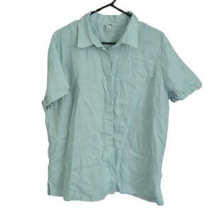 L.L. Bean 100% Linen Short Sleeve Button Down Shirt, Size XL